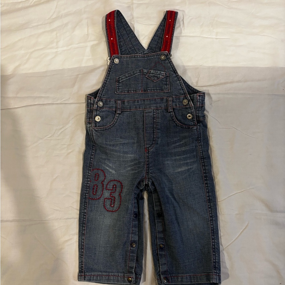 Absorba Blue Denim Overalls with Red Details.OB639